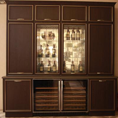 China Modern Modern Kitchen Designs Wood Grain Stainless Steel Buffet Cupboards for sale