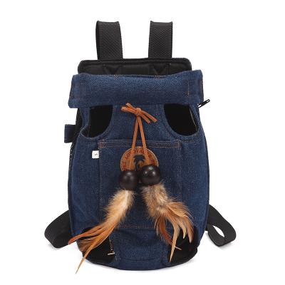 China Lovoyager Viable Fodble Pet Travel Carrier Denim Backpack For Dog Carrier Trunk Pack Cat Bag for sale