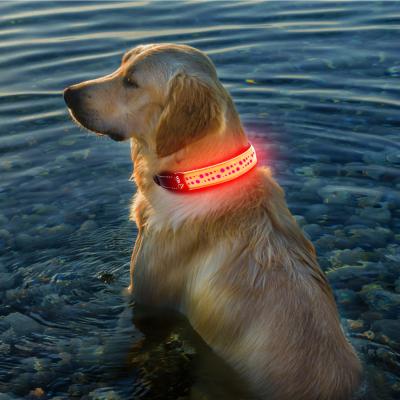 China Lovoyager Sustainable Hot Sale Night Lighting Colorful Polyester LED Dog Collar for sale