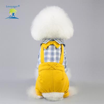 China Viable British Style Gentleman Suspender Check Pet Clothes Dog Cat Clothes Jumpsuit For Summer for sale