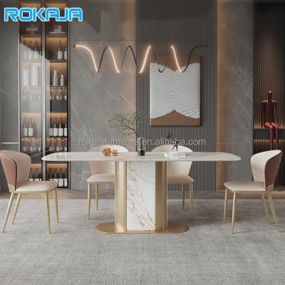 China Nordic Marble Dining Table (Other) Slate Adjustable Modern Luxury Dining Table And Chairs Rectangular 4 6 8 Seater Dining Room Furniture for sale