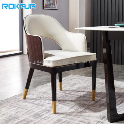 China Hot Sale Leather (Height) Adjustable Dining Chairs Wood Metal Legs Shiny Back Design Restaurant Chairs Solid Weight Bearing Restaurant Armchair for sale