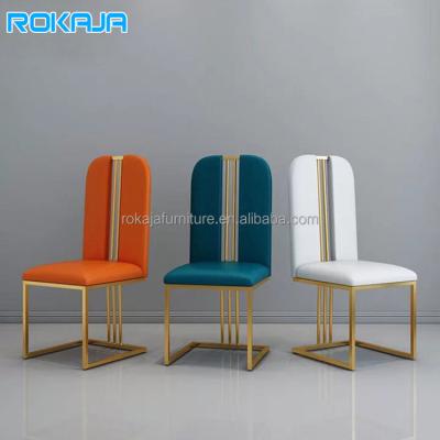 China (Size) Adjustable Luxury Furniture Metal Dining Chairs Soft Fabric Restaurant Chairs Banquet Wedding Party Single Chair for sale