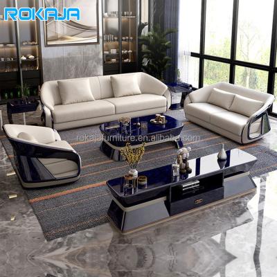 China (Others)Adjustable Luxury Wear-resistant Leather Furniture Sofa Room Combination Smooth Lacquer Armrests High-End Sofa Set Villa Lobby Living for sale