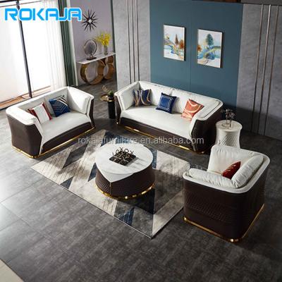 China Leather Sofa Living Room Lobby Leisure (Other) Sofa Set Solid Wood Frame Custom Made Durable High Quality Adjustable Stainless Steel Base for sale