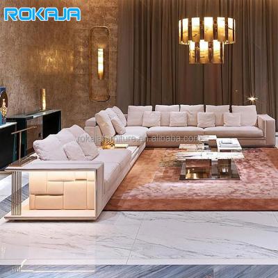 China (Other) Luxury Multi-Seater Adjustable Sofa Villa Hall Wide Corner Storage Cabinet Combination Sofa Set With Led Lights for sale