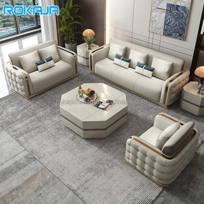 China Sofa Set Wood Frame Flexible Sofa Set Modern Design Living Custom Leather Villa Large Sofa 1 (Other) Adjustable High End Room 2 3 Seat for sale