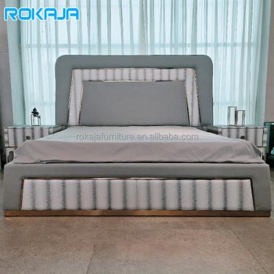 China High End Luxury Custom Leather King Size Bed Villa Design Wooden Frame Five Star Hotel Sleeping Bedroom Furniture (Size) Home Beds for sale