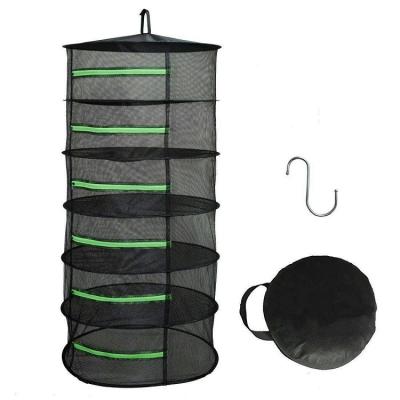 China Easily Assembled Factory Supply 6 Layer 2ft Black With Green Zippers Mesh Herb Dryer Hydroponics Collapsible Herb Drying Rack for sale