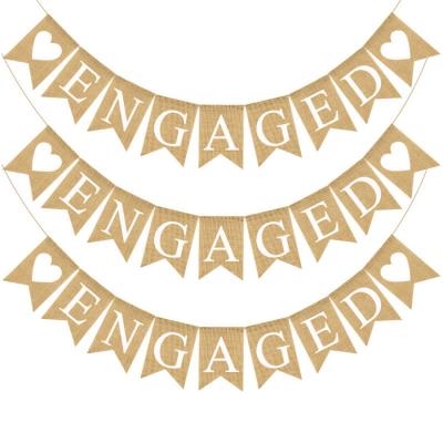 China Wedding Party Decoration ENGAGED Letter Printing Hanging Flag Banners For Wedding Decoration for sale