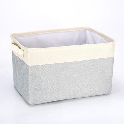 China Folding Organizer With Handles Viable Box Cloth Cube Canvas Basket Trash Can Storage for sale