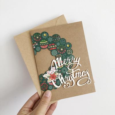 China Luxury Hot Selling Christmas 3D Three-Dimensional Greeting Card Kraft Paper Greeting Card Hot Stamping Holiday Greeting card for sale