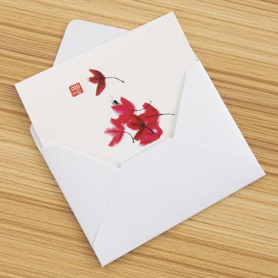 China Luxury Chinese style greeting card maple leaf theme teacher's day Christmas baking flower shop birthday greeting card for sale