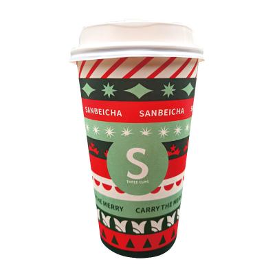 China Recyclable Hot selling Christmas custom environmental protection material PE coated material paper cup custom logo paper cup for sale