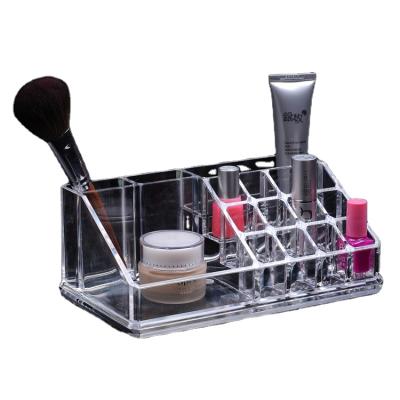 China Recyclable Manufacturers Lead 16 Cosmetics Storage Rack Nail Polish Lip Color Lipstick Storage Box Trapezoidal Transparent Wholesale for sale