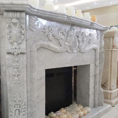 China GGL Stone Fireplace Modern White Marble Antique Marble Fireplace for sale