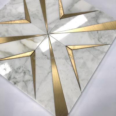 China Parquet marble stone mosaic mosaic backsplash waterjet slab for sale