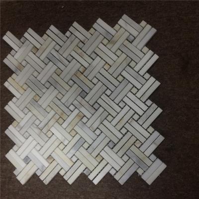 China Hot Selling Parquet Strip Marble Mosaic Stone Good Luck Slab for sale