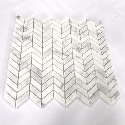 China Parquet factory supply for interior flooring herringbone bathroom slab carrara marble mosaic for sale