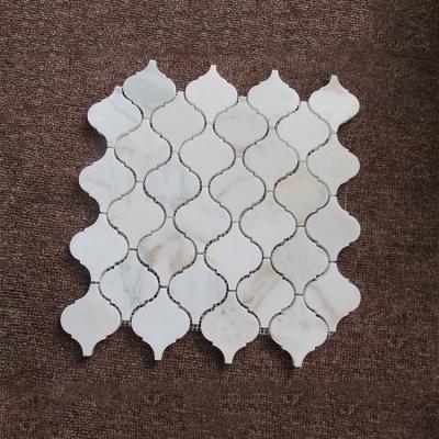 China Parquet Lantern White Stone Marble Mosaic Slab For For Home for sale