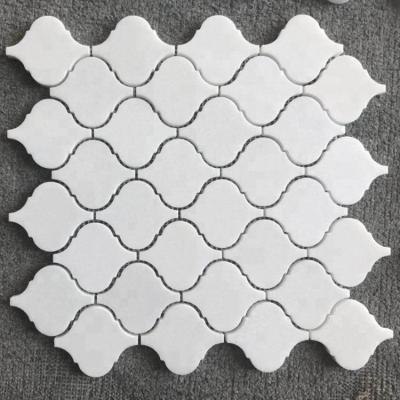 China Parquet thassos white laterm mosaic slab arabesque wall or floor marble mosaic slab for sale