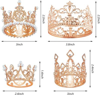 China Wholesale Eco-Friendly Disposable Tiara Vintage Pearl Happy Birthday Crown Cake Topper Mini Crown Cake Topper Crystal Birthday Crown Cake Topper for sale