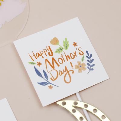 China Wholesale Happy Acrylic Paper Cake Toppers Disposable Para Cake Topper Happy Birthday Wedding Party Love Mom Moon Mother's Day for sale