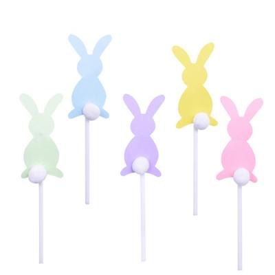 China Wholesale Eco-Friendly Disposable 5Pcs Mixed Color Bunny Rabbit Cake Topper Easter Cake Decoration For Baby Shower Kids Birthday Party Supplies Baking for sale