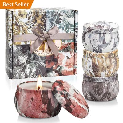 China Wholesale Eco-Friendly Disposable Candle Scented Candles Gifts Set For Women, Portable Tin Aromatherapy Soy Candles Lavender Christmas Gift Centerpieces for sale