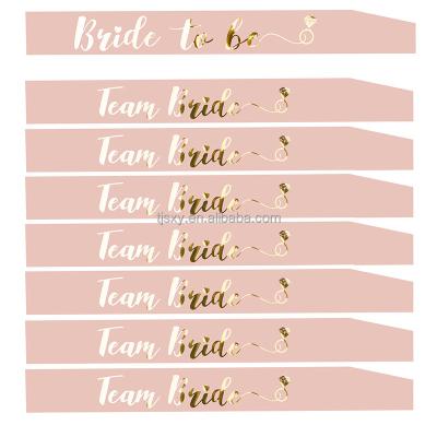 China Wholesale 156*9.5cm Disposable Team 7pcs/set Party Birthday Eco-friendly Pink Decoration Supplies Bridal Shower Bridesmaid Sash for sale