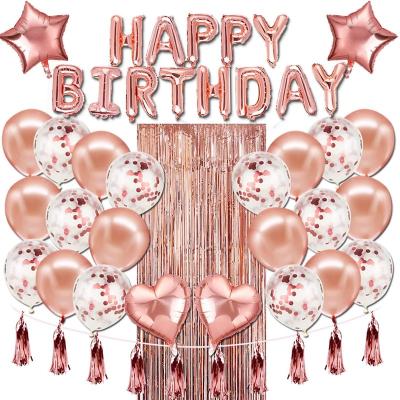 China Wholesale Eco-Friendly Disposable Happy Birthday Party Supplies Pink Rose Gold Happy Birthday Foil Balloon Happy Birthday Party Balloon for sale