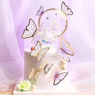 China Wholesale 5pcs ILaser Disposable Silver 3D Butterfly Cupcake Eco-Friendly Cupcake Toppers Hollow Out Butterfly For Birthday Wedding Party 3d Cupcake Toppers for sale