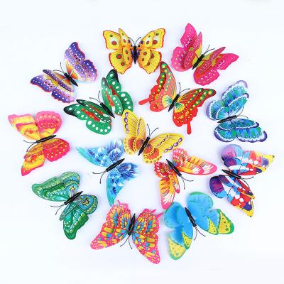 China Wholesale HotPopular FastShipping Good Quality Double Layer Simulation 3d Butterfly Wall Stickers Eco-friendly Disposable Led Butterfly Stickers for sale