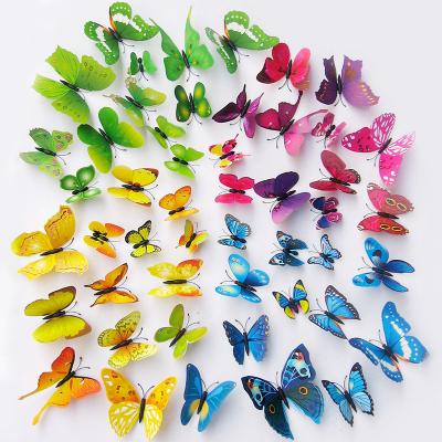 China Wholesale NewPromotion CompetitivePrice CustomizedAvailable Disposable Eco-friendly Double Layer Simulation 3d Butterfly Wall Stickers for sale