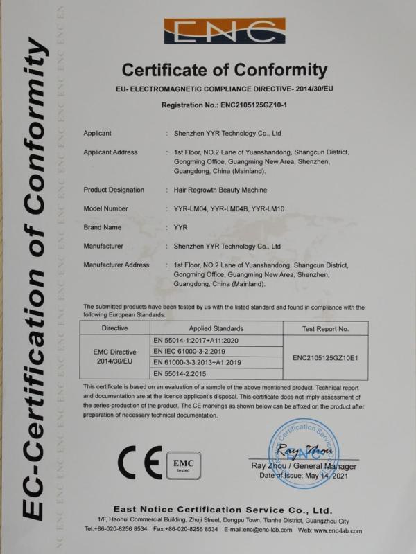 CE - Shenzhen YYR Technology Co., Ltd.