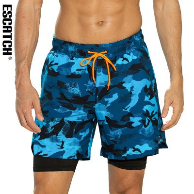 China Breathable Beach Panel Shorts For Men Summer 4 Way Stretch Mens Swimming Shorts With Under Lining for sale