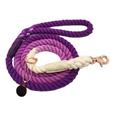 China Viable Braided Rope Dog Leash With Logo Wholesale Colors Cotton Purple Ombre Dog Leash for sale