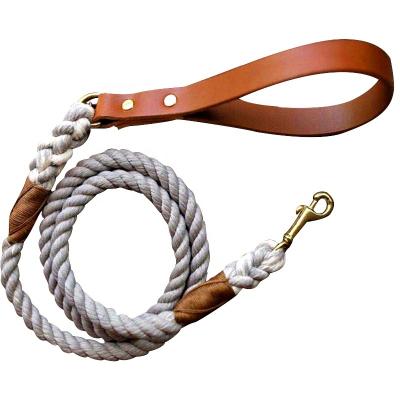 China Cotton Braided Rope Dog Leash Detached Leash Collar Set Handle Oem Leather Dog Leash Rope for sale