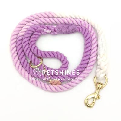 China Viable Braided Rope Dog Leash OEM Ombre Teal Purple Gradient Private Tag Navy Leash Ombre Dog Leash Cotton Rope for sale