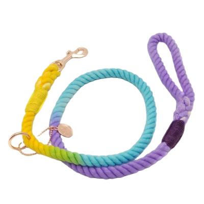 China Sustainable New Design Dog Rope Leashes With Logo Few Colors Custom Cotton Shade Leash for sale