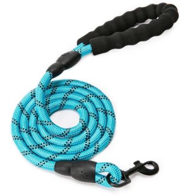 China Long Durable Strong Durable 5ft Thick Rope Dog Leash With Soft Padded Resistant Sturdy Thoughtful Handle Leashes With Poop Bag And Click for sale