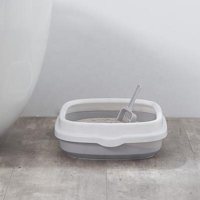 China Durable Semi-closed Durable Plastic Pet Litter Toilet Box With Litter Scoop For Cat for sale