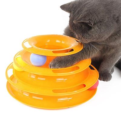 China 3 Tiers Cat Interactive Pet Toys Lathe Pet Toy Viable Green Material Non-slip Design Detachable Pet Toy for sale