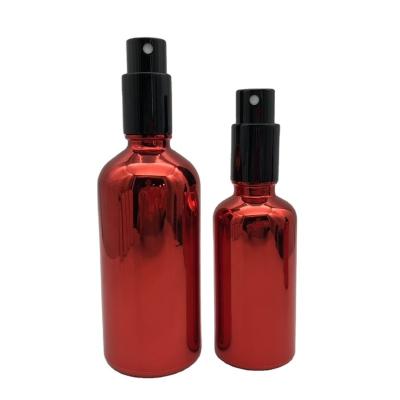 China Colorful cosmetic red essential oil round spray bottles for sale