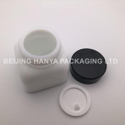 China Hot Sale Luxury Cosmetic Glass Jar Square In USA 200ml Screw Cap, Plastic Cap for sale