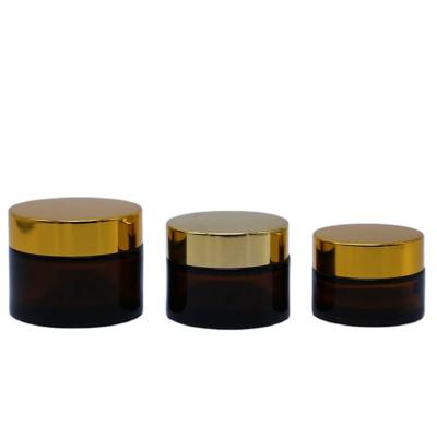 China Amber Glass Cosmetic Cream Jar Packaging Skin Care Cream Body Scrub Packaging for sale