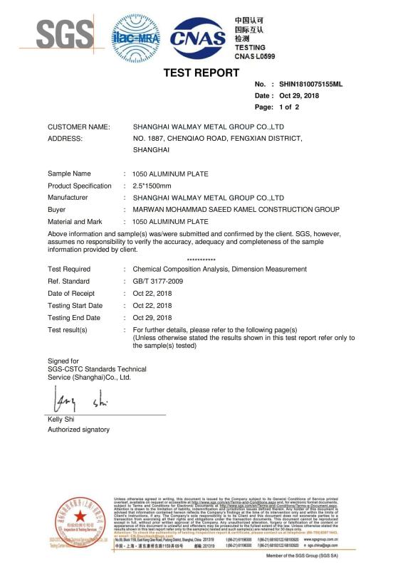 SGS - Shanghai Walmay Metal Group Co., Itd