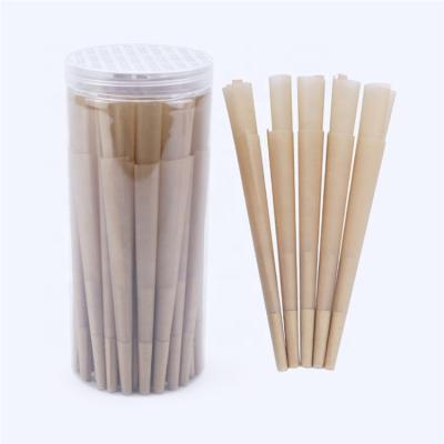 China Natural Organic Paper 50 Cones Wrapped Custom Logo In Tips Brown Unbleached Natural Organic Tobacco Rolling Paper Slow Burning Pre Rolled Cones for sale