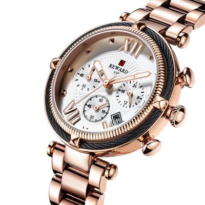 China Hot REWARD Brand Women Luxury Watches Chronograph Fashion Stainless Steel Band Quartz Sports Watch Luminous Ladies Wrist Watch for sale