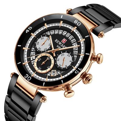 China Chronograph Chronograph Reward Brand New Men Watch Simple Fashion Stainless Steel Quartz Wrist Watch 3D Dial Luminous Pair Sport Watches for sale